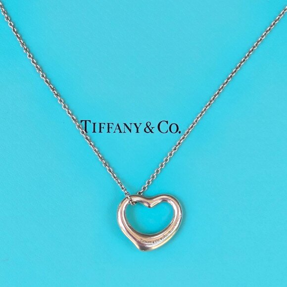Tiffany & Open Heart Pendant. 22mm on 16" Chain - Picture 2 of 6